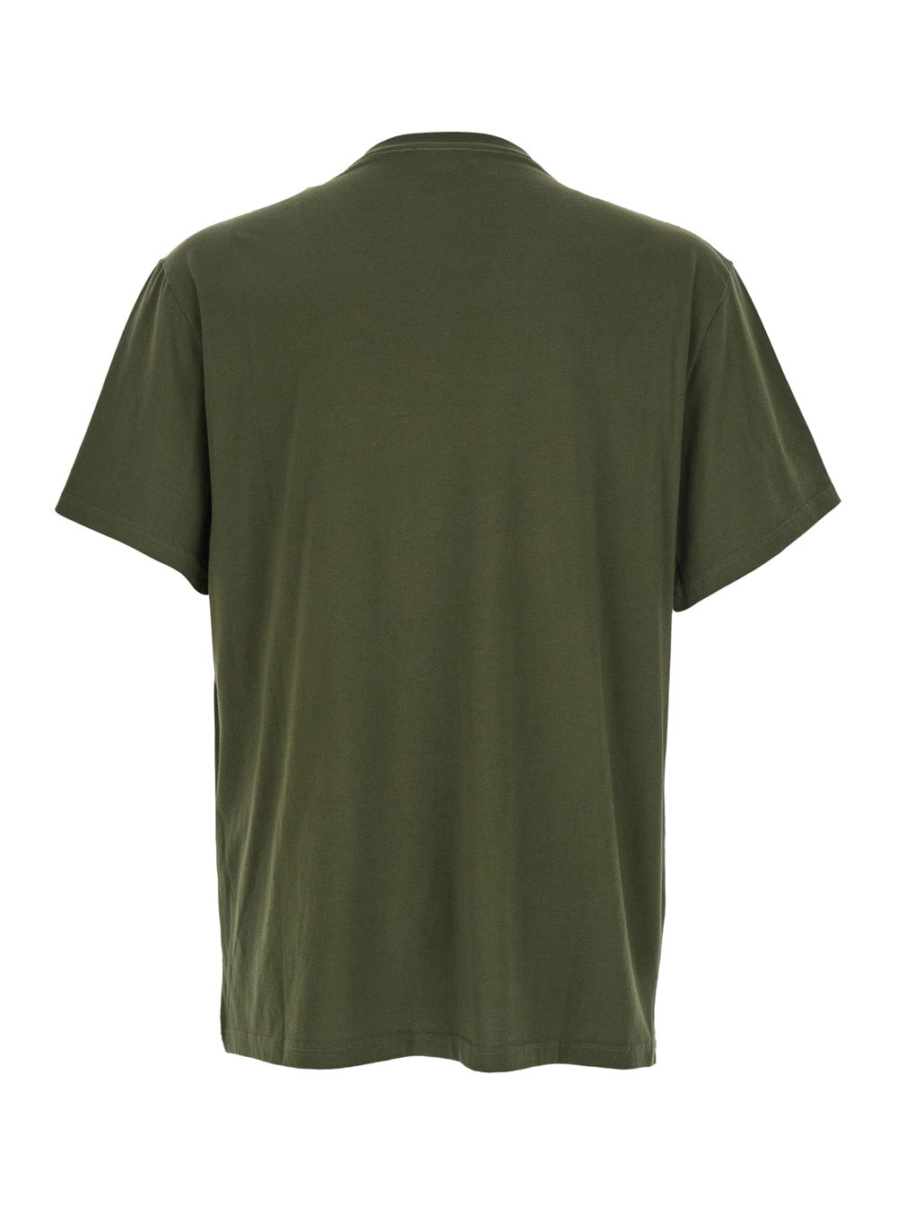 Green Crewneck T-Shirt With Logo Print On The Front Cotton Man Tshirts And Polo Shirts