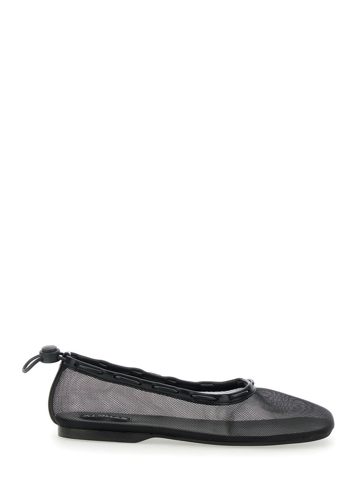 Gill Black Ballerinas With Semi-Transparent Mesh Design And Adjustable Drawstring Tech Fabric Woman Polyamide