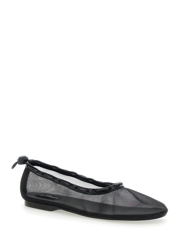 Gill Black Ballerinas With Semi-Transparent Mesh Design And Adjustable Drawstring Tech Fabric Woman Polyamide