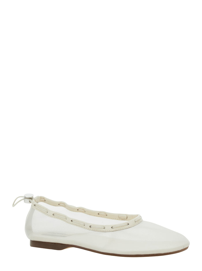 Gill White Ballerinas with Semi-Transparent Mesh Design and Adjustable Drawstring in Tech Fabric Woman Polyamide