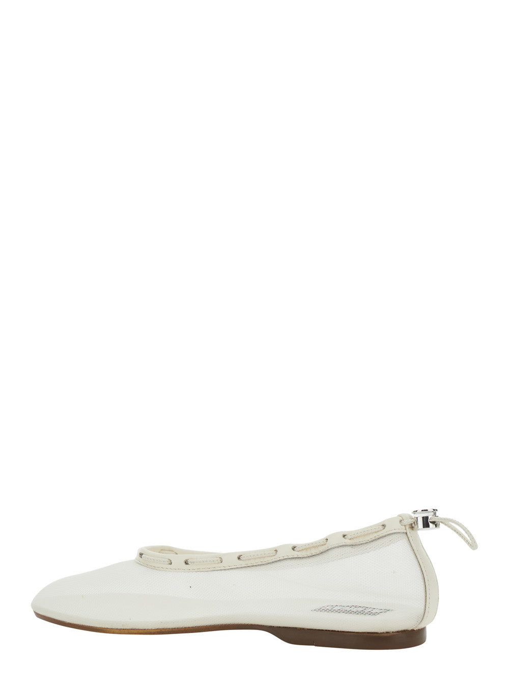 Gill White Ballerinas with Semi-Transparent Mesh Design and Adjustable Drawstring in Tech Fabric Woman Polyamide