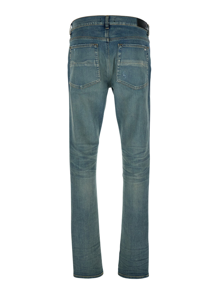 Blue Ma Quand Jeans With Ripped Details On The Front And Logo Patch Rear Denim Man Blu