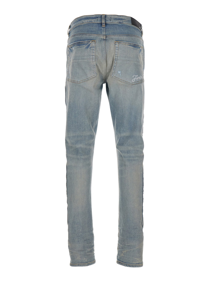 3d Bones Light Blue Jeans With Detail On The Side And Logo Lettering Rear Denim Man
