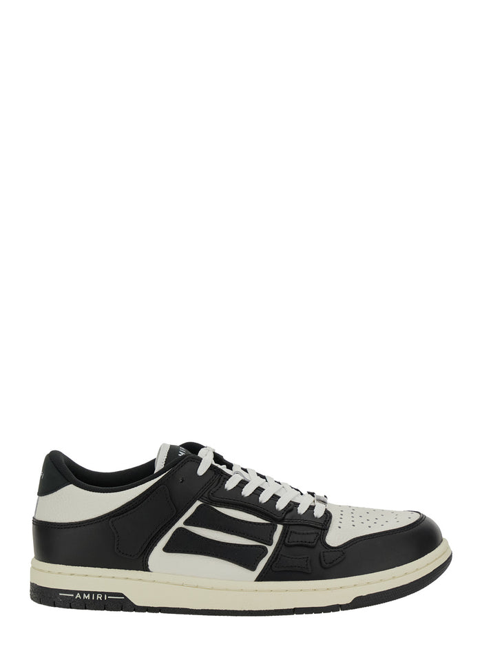 Skel Top Low Black And White Sneakers With Logo Patch On Thetongue Contrasting Details The Side Leather Man White/black Cow