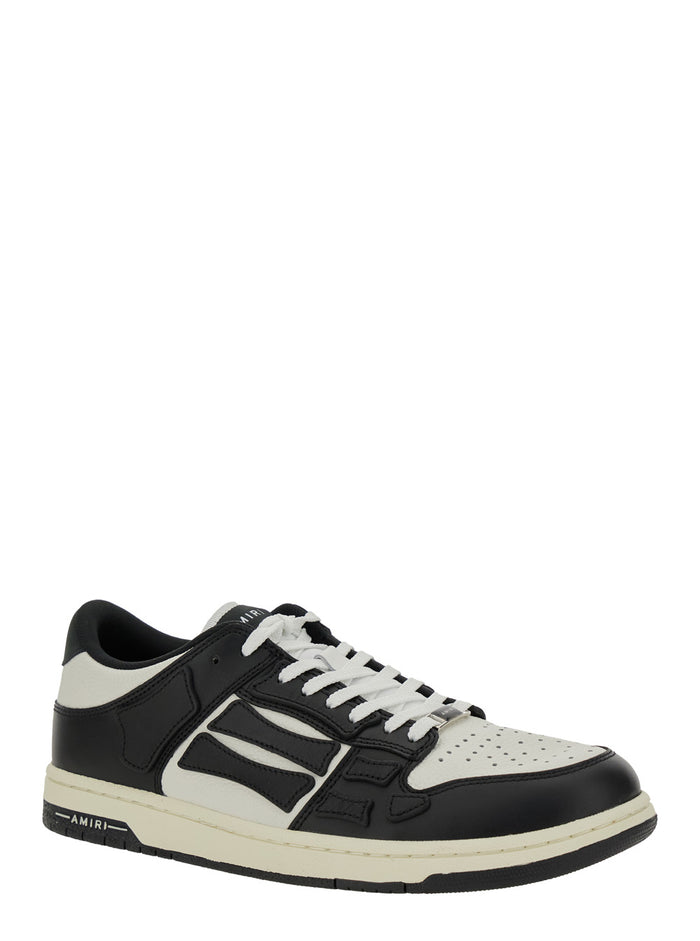 Skel Top Low Black And White Sneakers With Logo Patch On Thetongue Contrasting Details The Side Leather Man White/black Cow