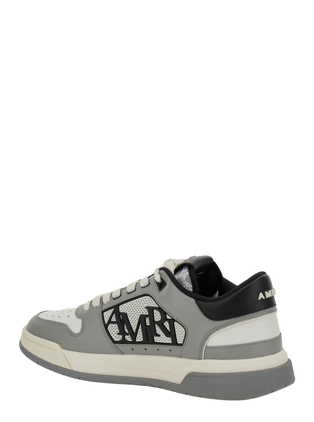 Grey Classic Low Sneakers With Maxi Logo On The Side And Patch Tongue Leather Man Cow