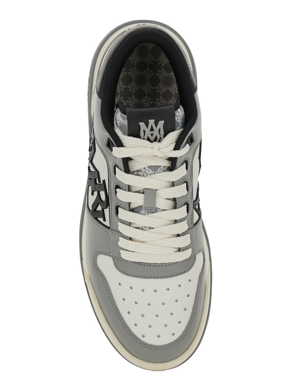 Grey Classic Low Sneakers With Maxi Logo On The Side And Patch Tongue Leather Man Cow