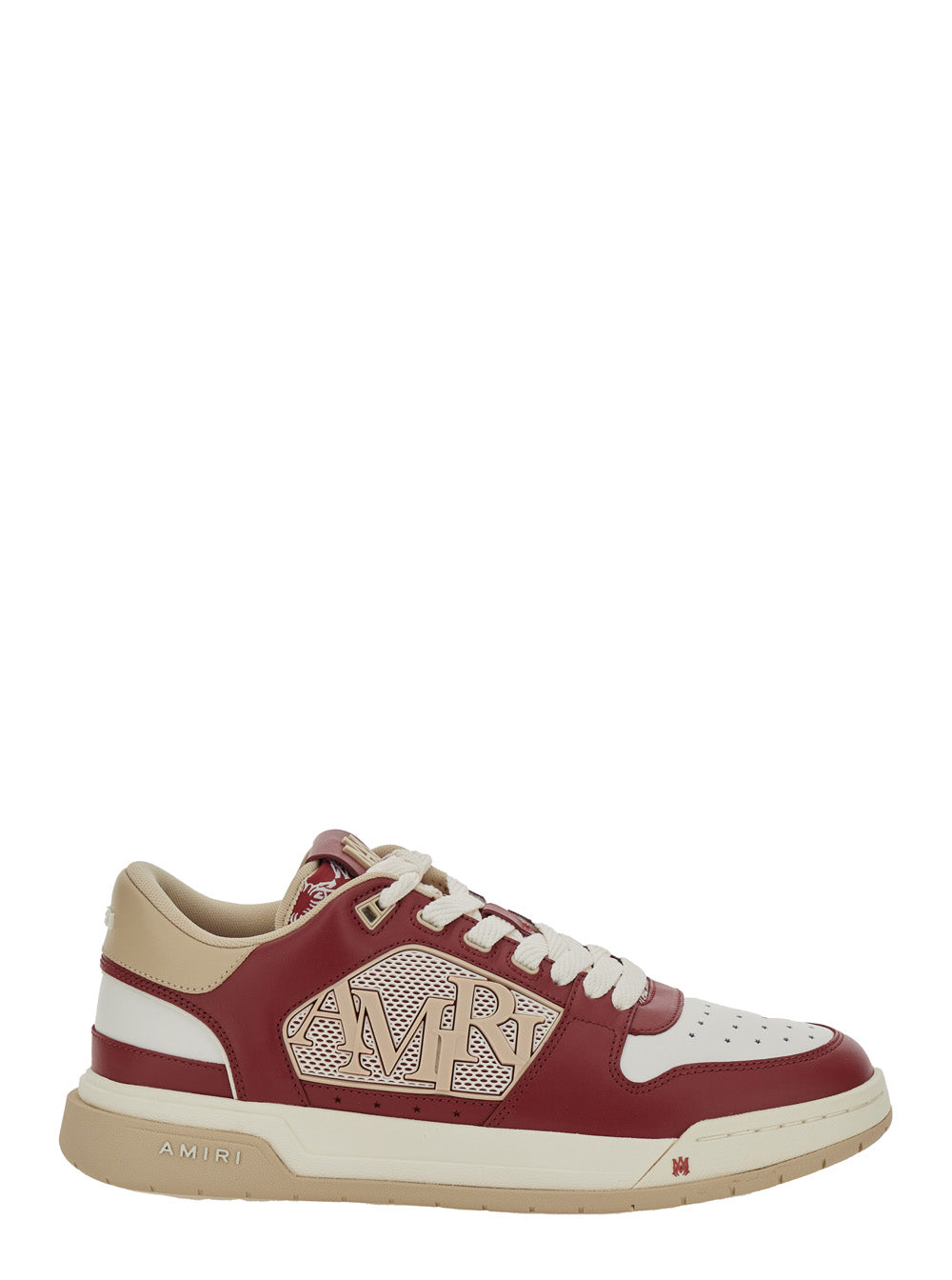 Bordeaux Classic Low Sneakers With Maxi Logo On The Side And Patch Tongue Leather Man Cow