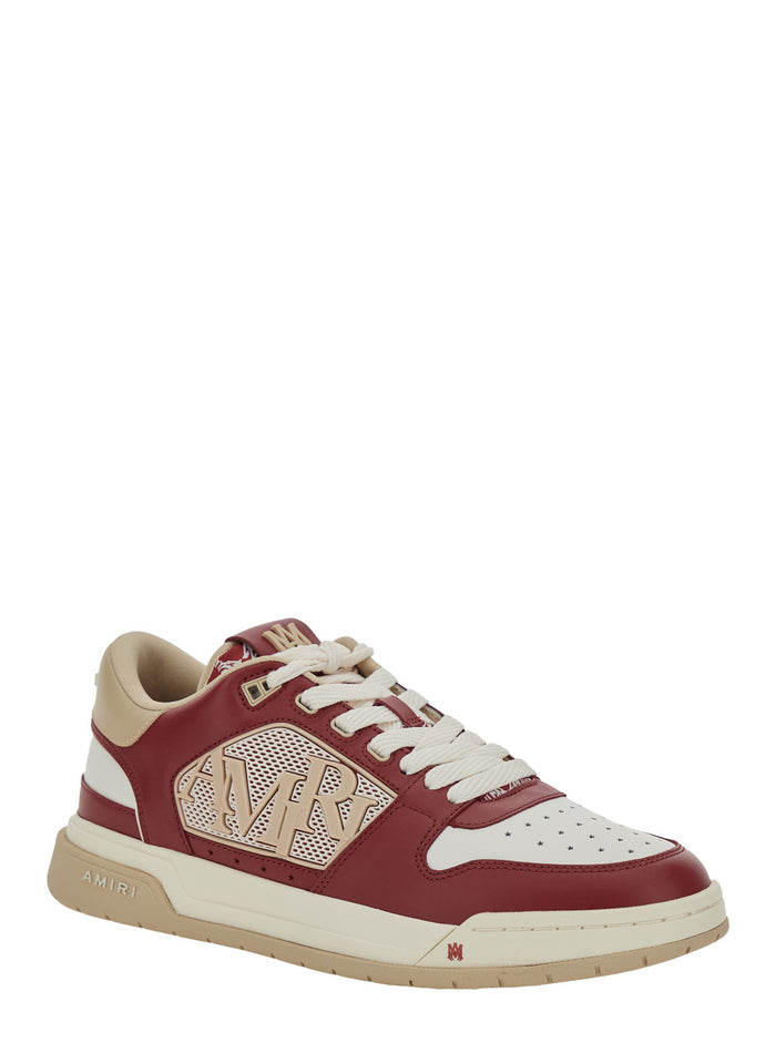 Bordeaux Classic Low Sneakers With Maxi Logo On The Side And Patch Tongue Leather Man Cow