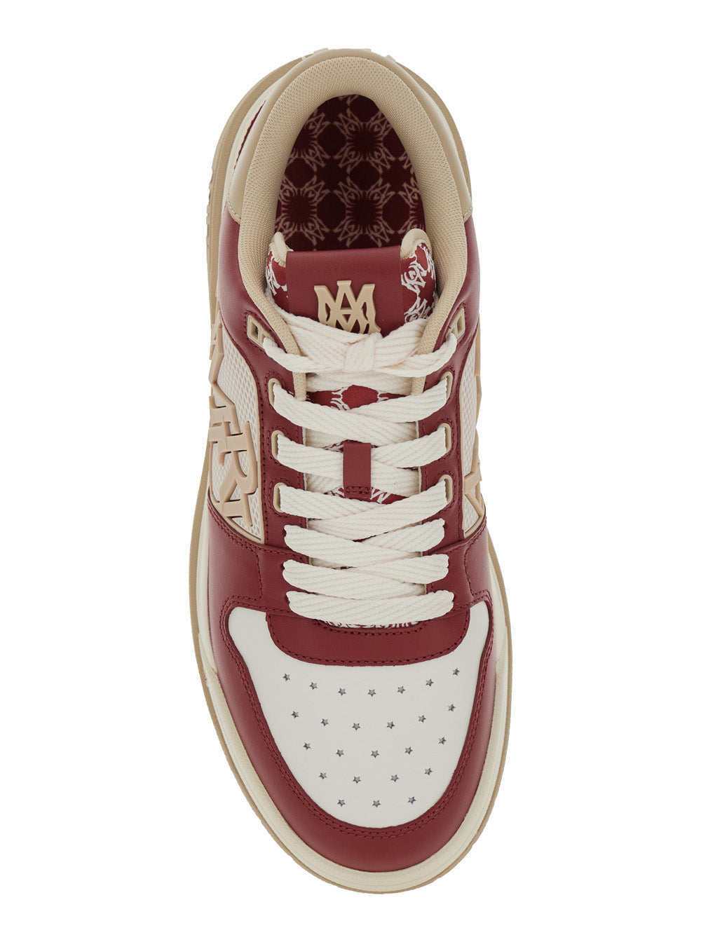 Bordeaux Classic Low Sneakers With Maxi Logo On The Side And Patch Tongue Leather Man Cow