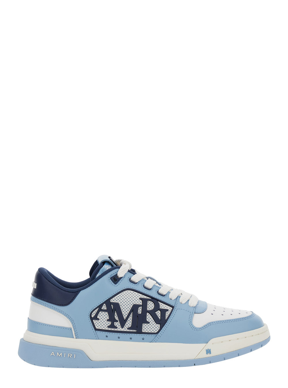 Light Blue Low Top Sneakers With Contrasting Logo Lettering Cotton Man Cow