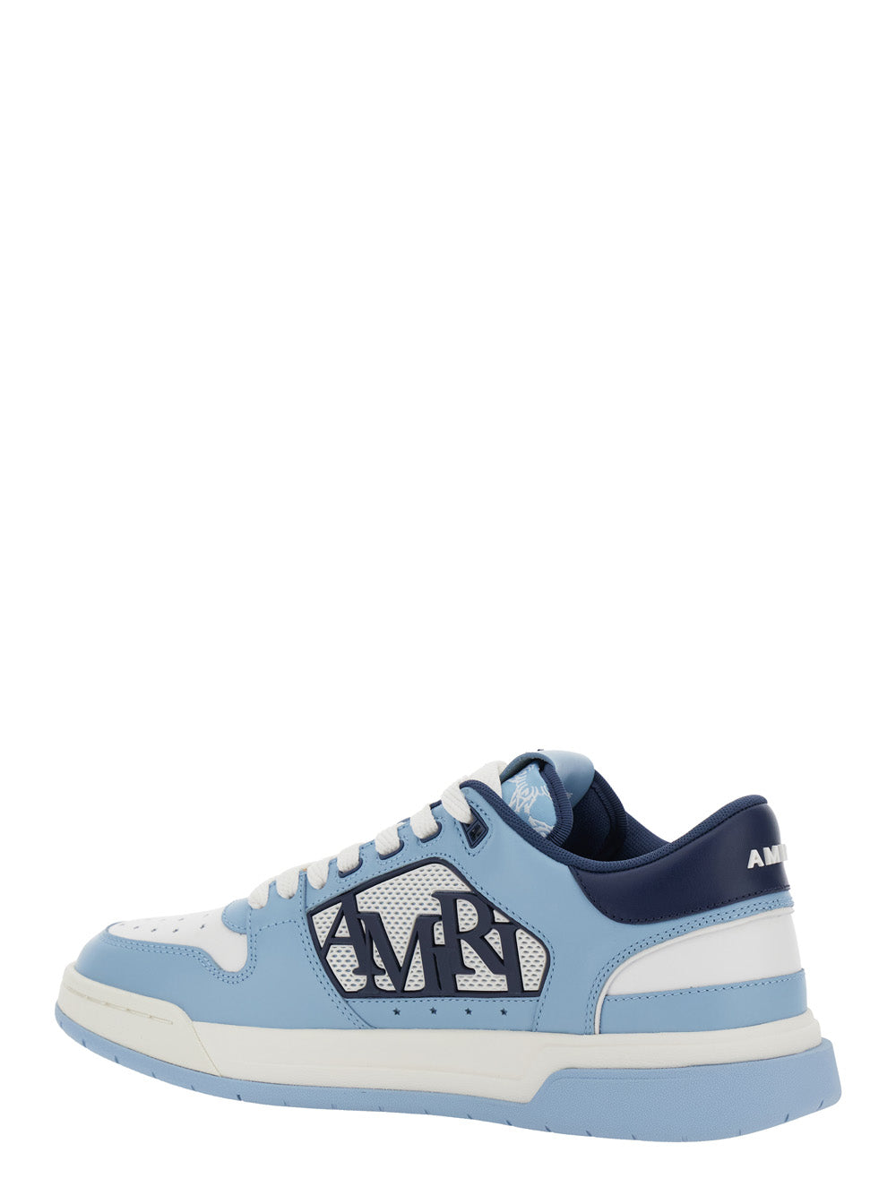 Light Blue Low Top Sneakers With Contrasting Logo Lettering Cotton Man Cow