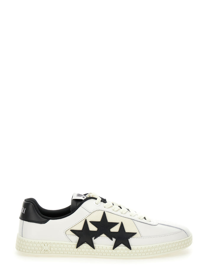 Pacific Low Top Sneakers With Star Patch On The Side And Logo Tongue Leather Man White/black Cow