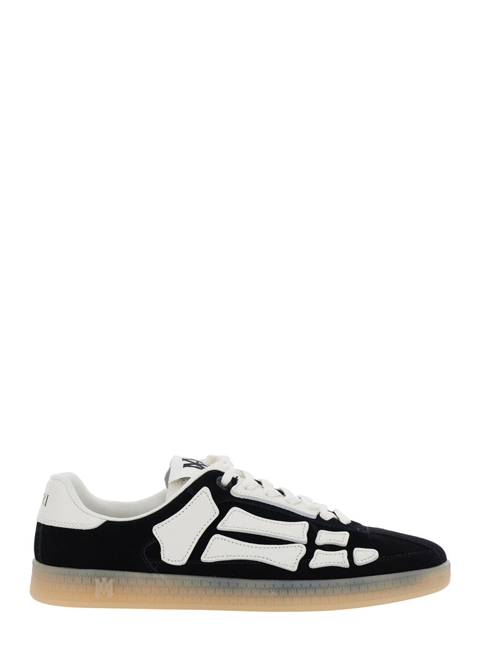 Pacific Bones Black Sneakers With Contrasting Side Patches And Logo Patch On The Tongue Leather Man Cow