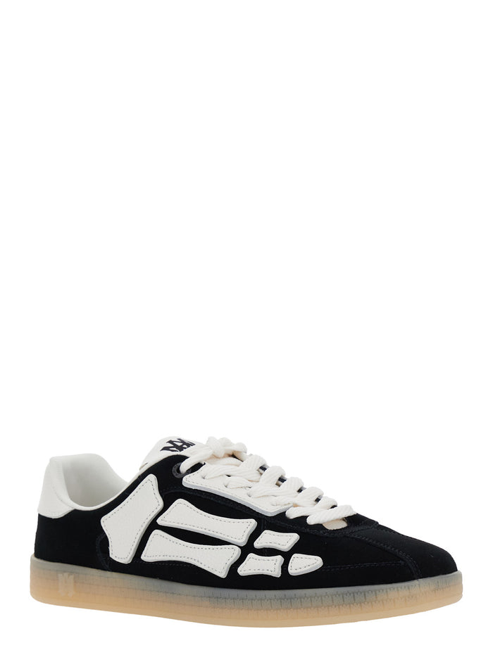 Pacific Bones Black Sneakers With Contrasting Side Patches And Logo Patch On The Tongue Leather Man Cow