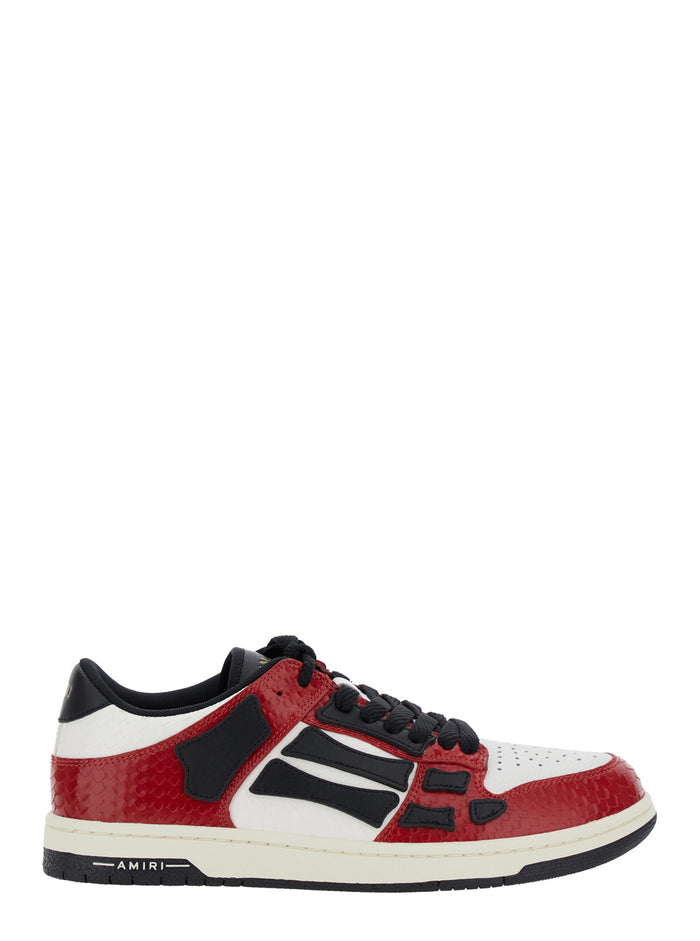 Skel Top Low Red Sneakers With Skeleton Patch Leather Man Cow