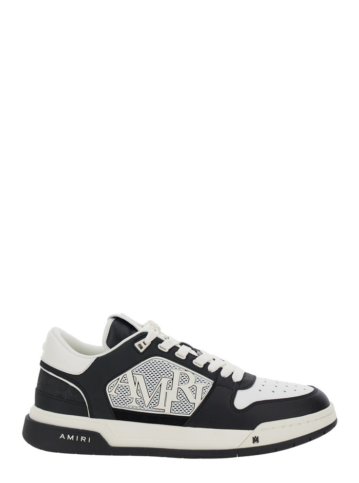 Ma Quand Black And White Low Top Sneakers With Logo Patch On The Tongue Lettering Side Leather Man White/black Calf