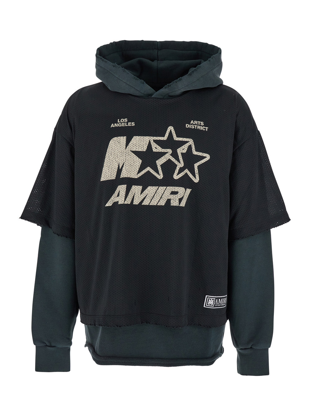 Black Hoodie With Maxi Logo Print On The Front Cotton Man Sweatshirts