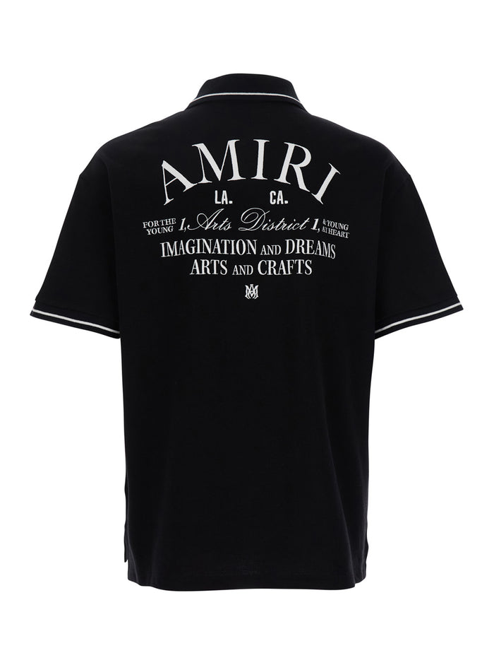 Black Polo Shirt With Classic Collar And Logo Embroidery On Front Rear Cotton Man Tshirts