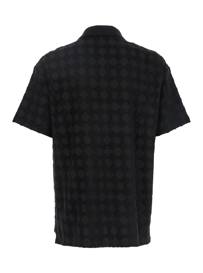 Ma Quad Black Polo With All-Over Motif And Logo Detail On The Chest Cotton Blend Man Coton Polyamide Tshirts Shirts