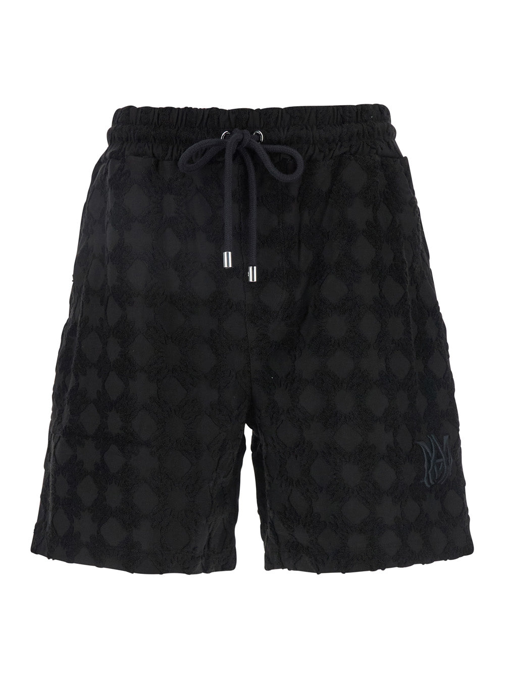 Black Bermuda Shorts With All-Over Ma Quads Motif And Embroidered Logo On The Front Cotton Blend Man Coton Polyamide