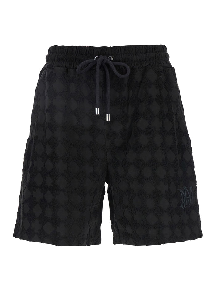 Black Bermuda Shorts With All-Over Ma Quads Motif And Embroidered Logo On The Front Cotton Blend Man Coton Polyamide