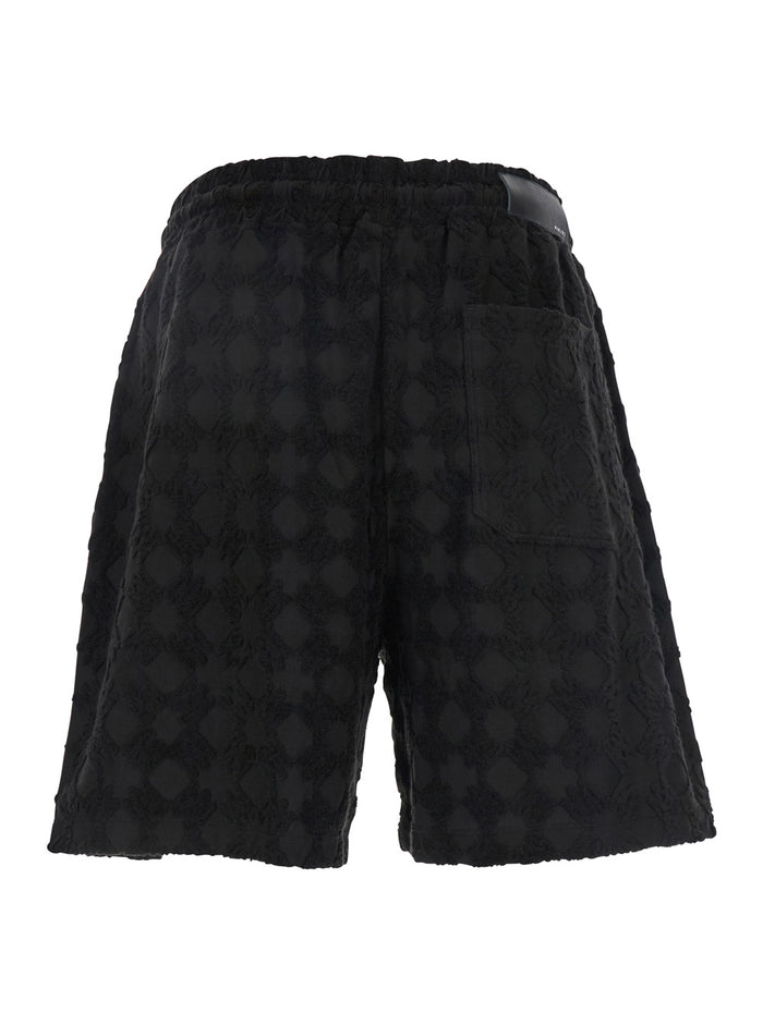 Black Bermuda Shorts With All-Over Ma Quads Motif And Embroidered Logo On The Front Cotton Blend Man Coton Polyamide
