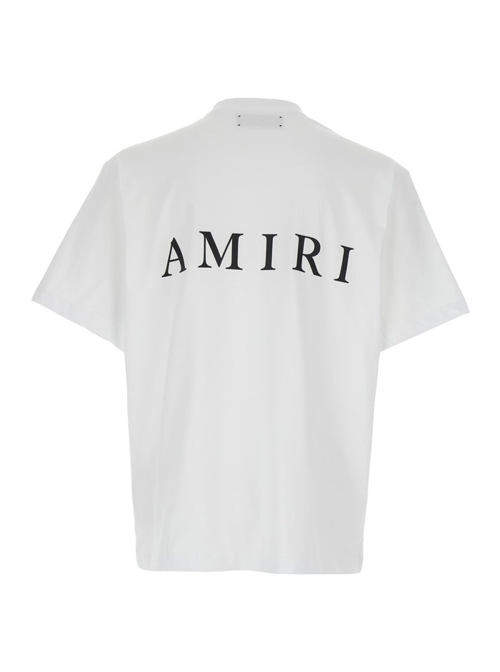 White Crewneck T-Shirt With Logo Print On The Front And Lettering Rear Cotton Man Tshirts Polo Shirts