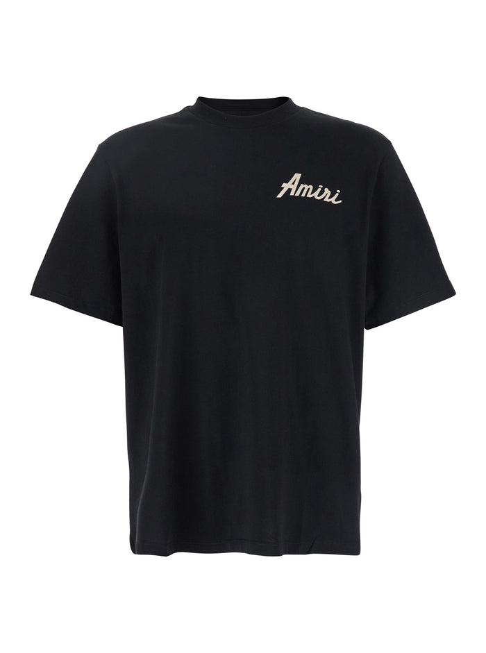 Cityblack Crewneck T-Shirt With Logo Detail On The Front And Maxi Print Rear Cotton Man Black Tshirts Polo Shirts