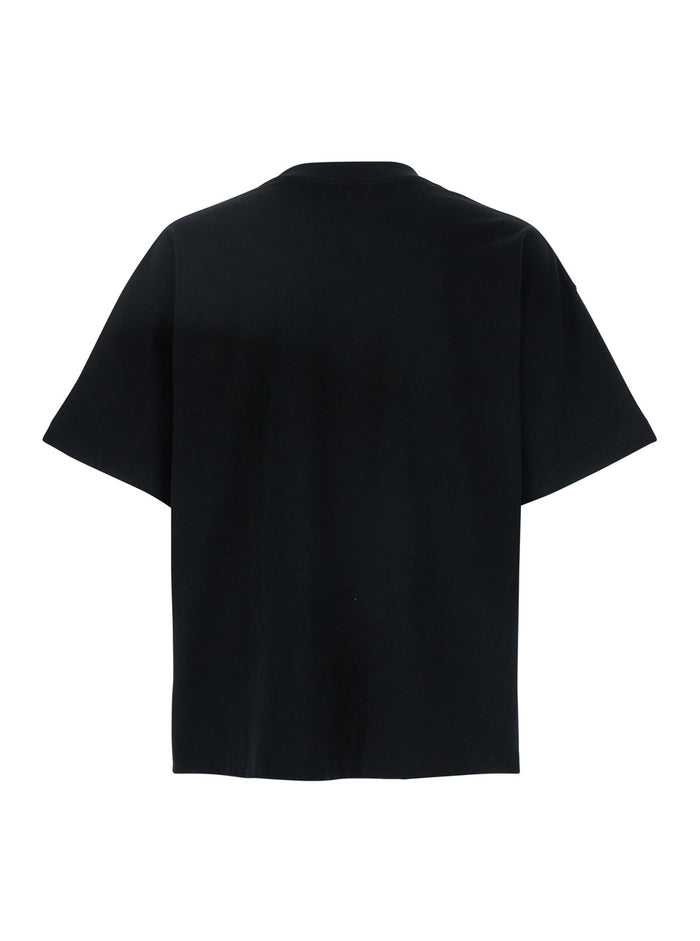Snake Black Crewneck T-Shirt With Maxi Logo Print On The Front Cotton Man Tshirts And Polo Shirts