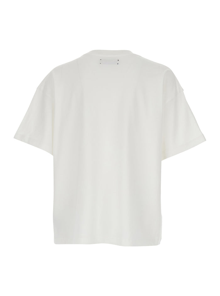 Snake White Crewneck T-Shirt With Maxi Logo Print On The Front Cotton Man Tshirts And Polo Shirts