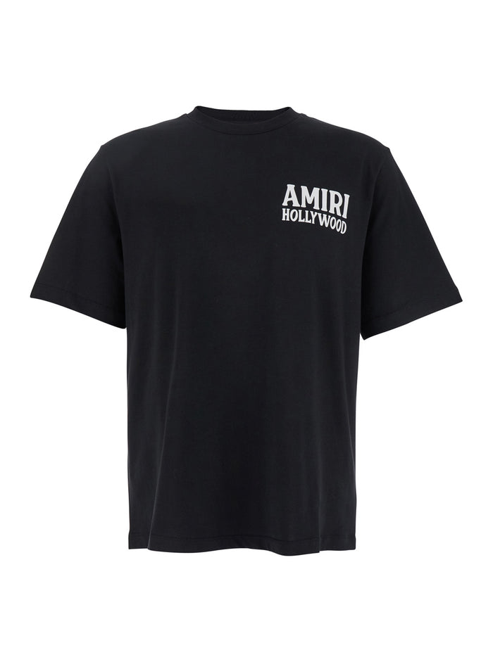 Jazz Wolf Black Crewneck T-Shirt With Logo Lettering On The Front And Maxi Print Rear Cotton Man Tshirts Polo Shirts