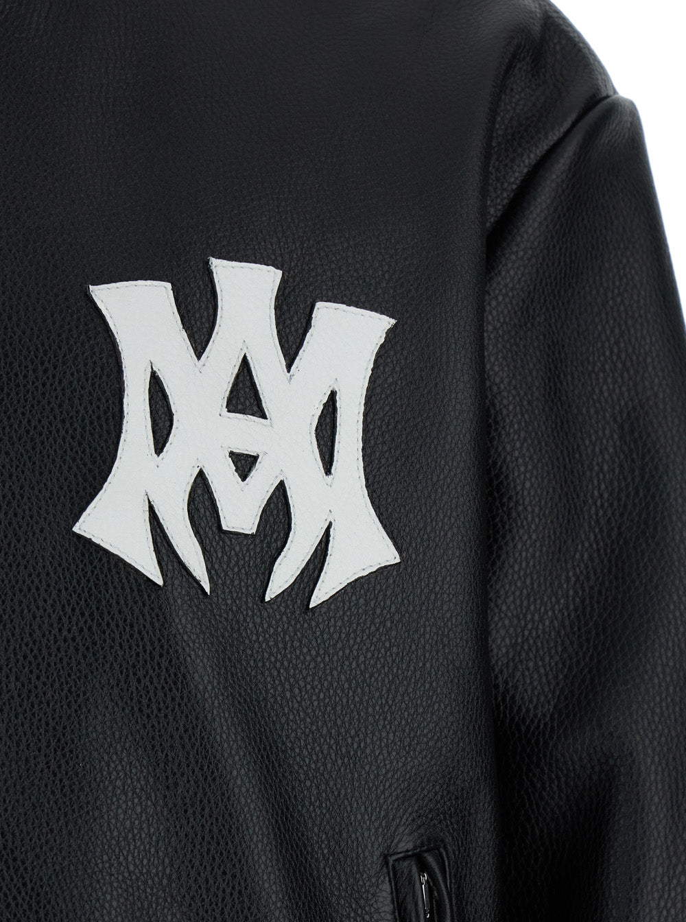 Ma Hollywood Black Bomber Jacket With Logo Print On The Front And Maxi Rear Leather Man