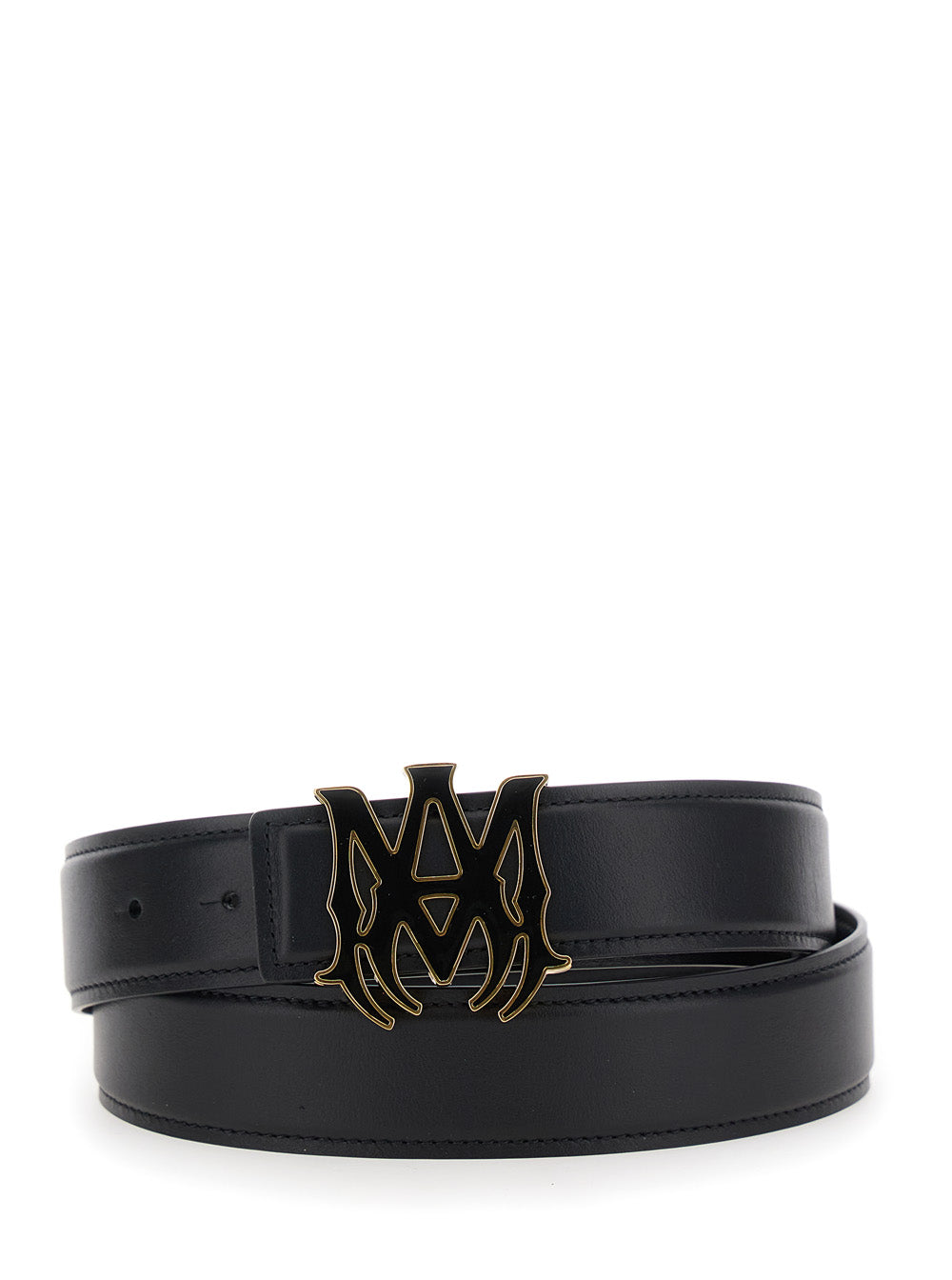 Ma Black Belt With Logo Plaque On The Front Leather Man