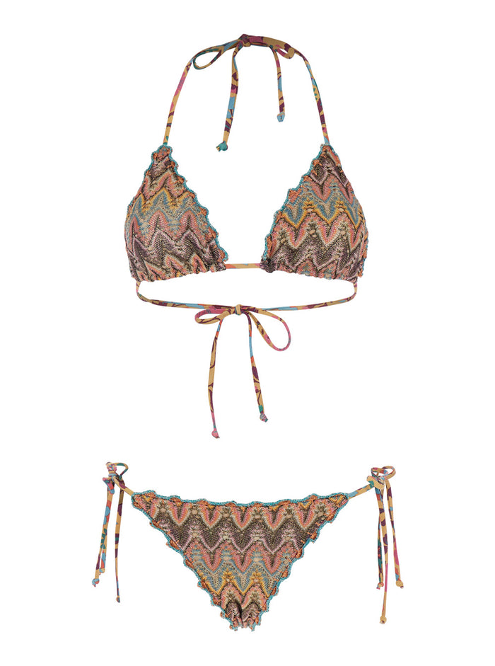 Multicolor Bikini With All-Over Print Tech Fabricr Woman Polyamide Elastane Beachwear