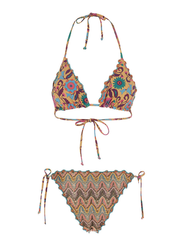 Multicolor Bikini With All-Over Print Tech Fabricr Woman Polyamide Elastane Beachwear