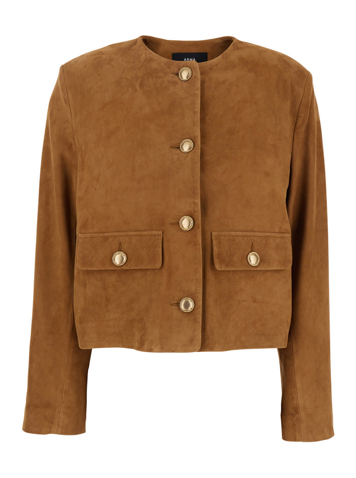 Gaya Brown Jacket Suede Woman Goat