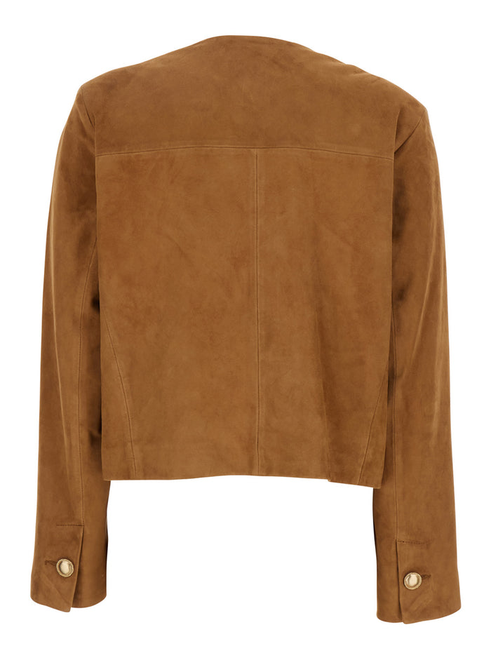 Gaya Brown Jacket Suede Woman Goat