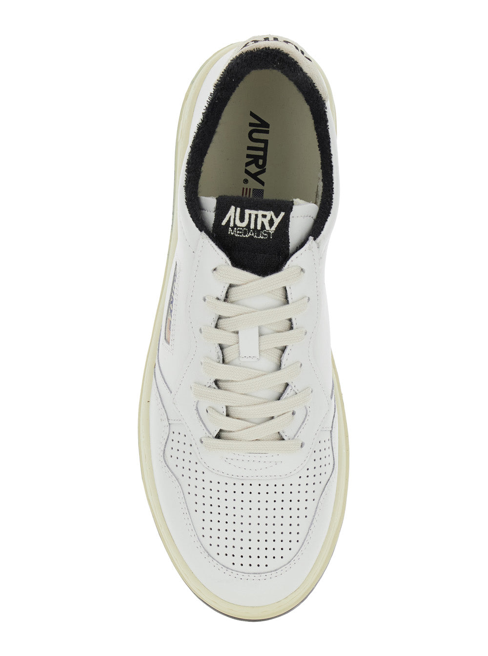 Medalist Black And White Low Top Sneakers With Embossed Logo On The Tongue Grained Leather Man White/black