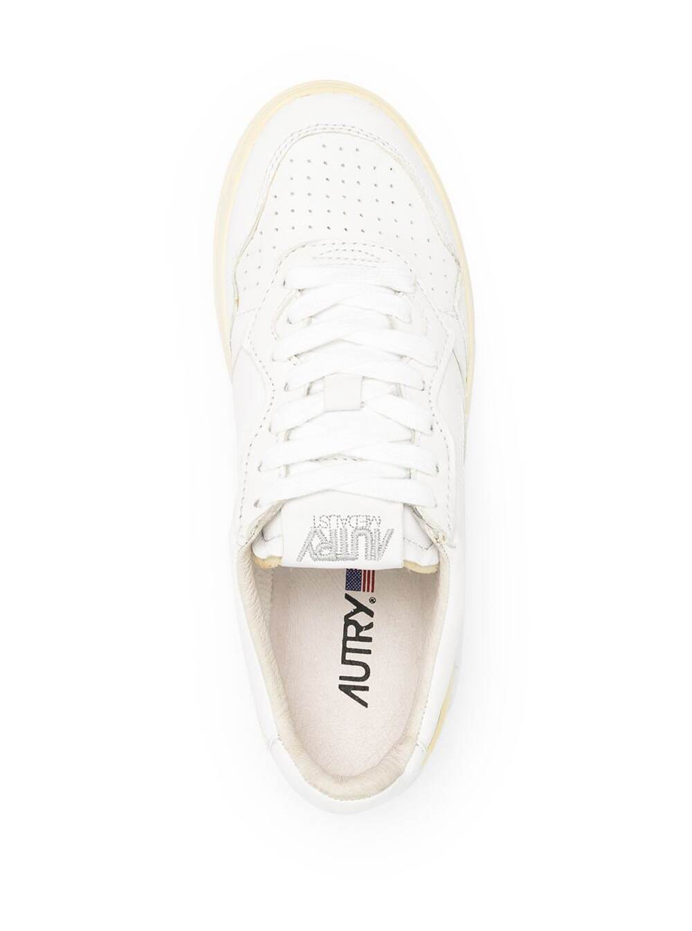 White Leather Sneakers with Logo Autry Woman Goat