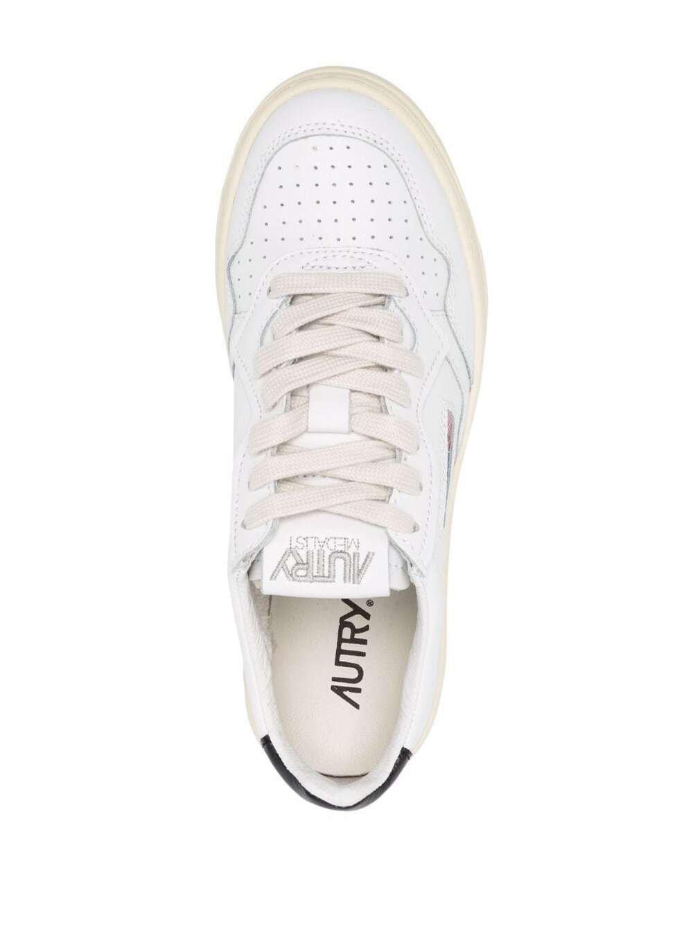 Autry Womans White leather Sneakers with black Heel tab Cow