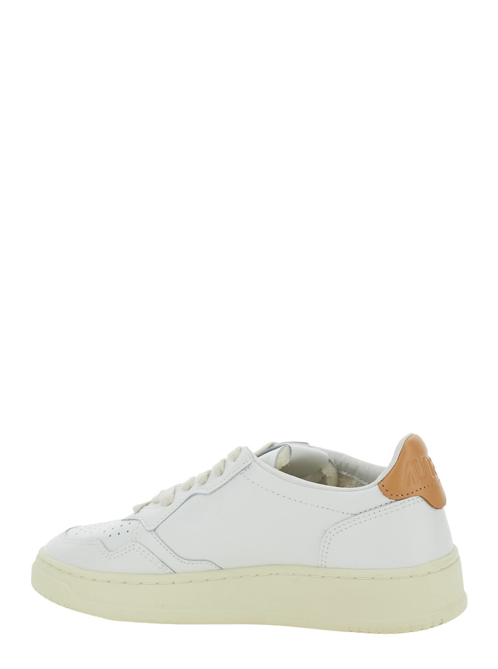 Medalist White Low Top Sneakers with Logo Patch on Tongue and Side in Leather Woman Cow
