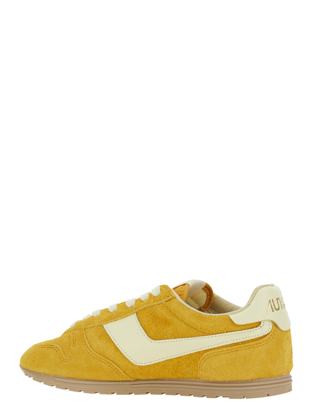 Windspin Low Yellow Sneaker with Logo on the Side and Heel in Suede Woman Cow Nylon