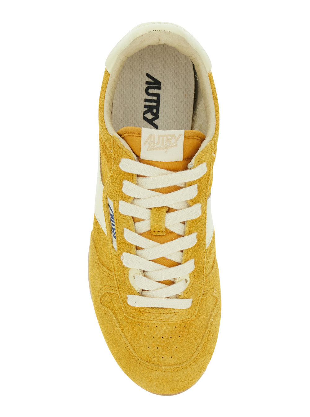 Windspin Low Yellow Sneaker with Logo on the Side and Heel in Suede Woman Cow Nylon