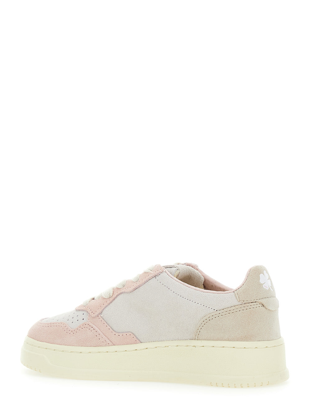 Medalist Pink Low Top Sneakers With Logo Patch On The Side And Perforated Panels Leather Girl Suede Cow