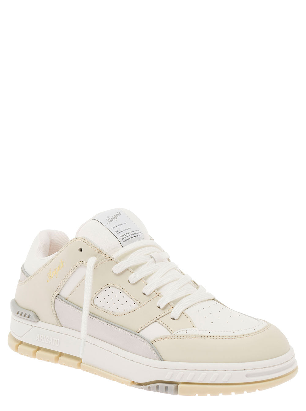 Area Lo White Sneakers With Embossed Logo Leather Blend Man Beige Calf Recycled Polyester