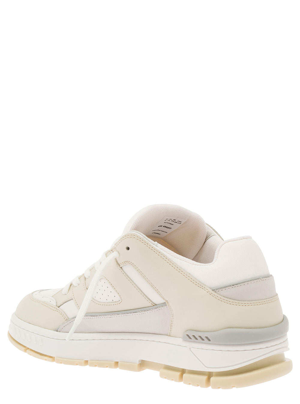 Area Lo White Sneakers With Embossed Logo Leather Blend Man Beige Calf Recycled Polyester
