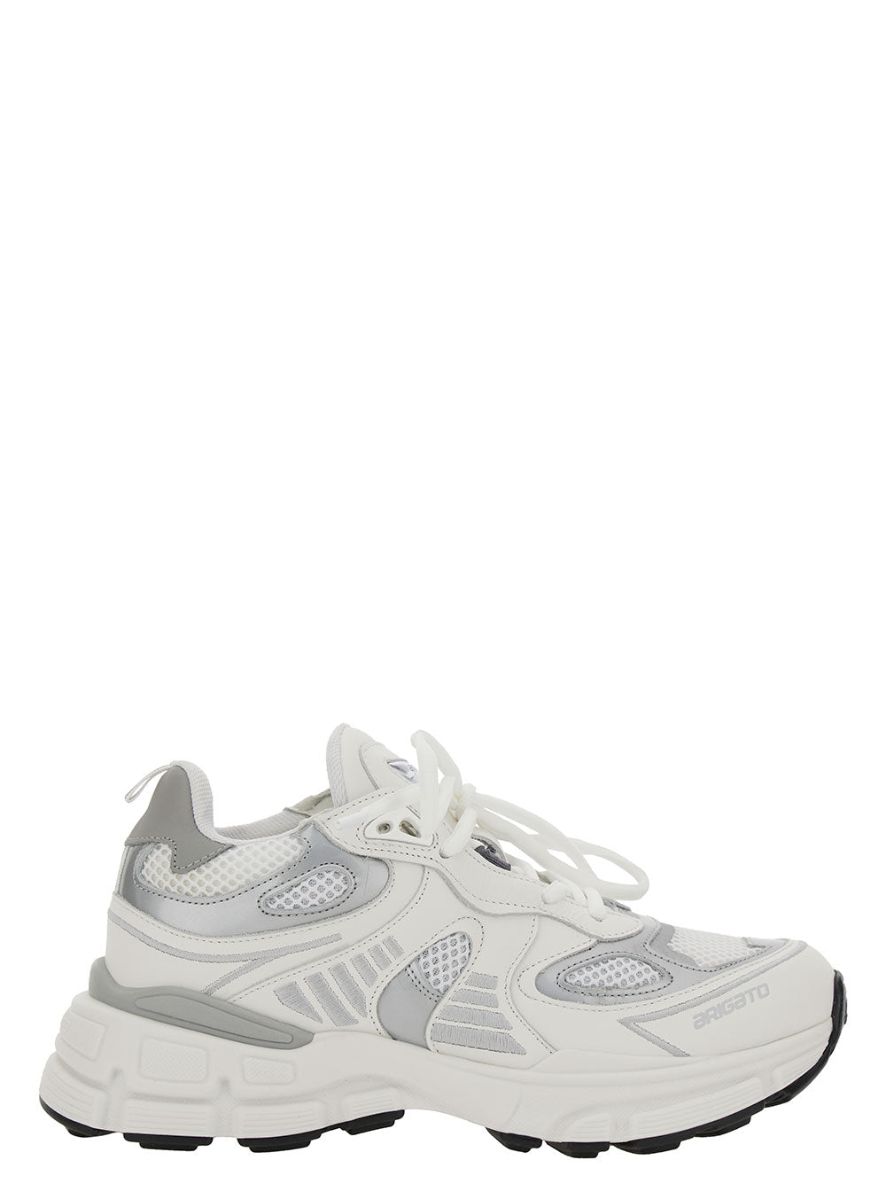 Marathon Ghost Runner White Low Top Sneakers with Reflectivce Details in Leather Blend Woman Recycled Polyester