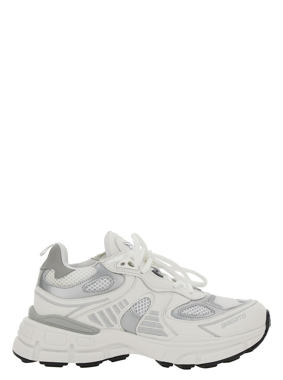White Low Top Sneakers With Reflective Details Leather Trainers
