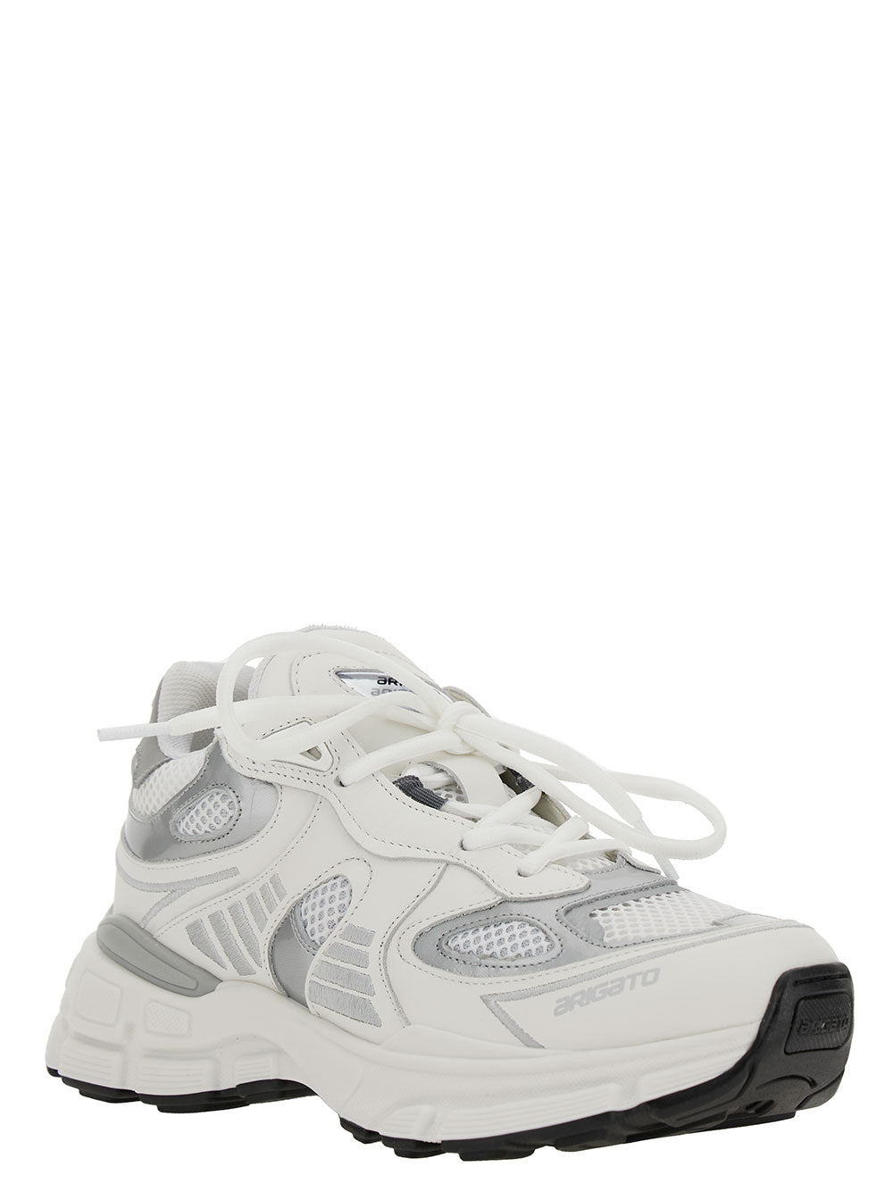 Marathon Ghost Runner White Low Top Sneakers with Reflectivce Details in Leather Blend Woman Recycled Polyester